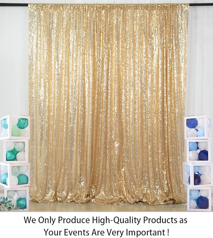 ShinyBeauty PHOTOBOOTH Backdrop - 4FTx7FT - Light Gold Sequin Fabric, Wedding & Rust Backdrop, Photography Curtains