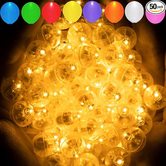 Aogist 50pcs Orange Balloon Lights,Long Standby Time Waterproof Mini Light,Battery Powered,Round LED Ball Lamp for Latex Balloon Paper Lantern Party Wedding Festival Christmas Halloween Decorative