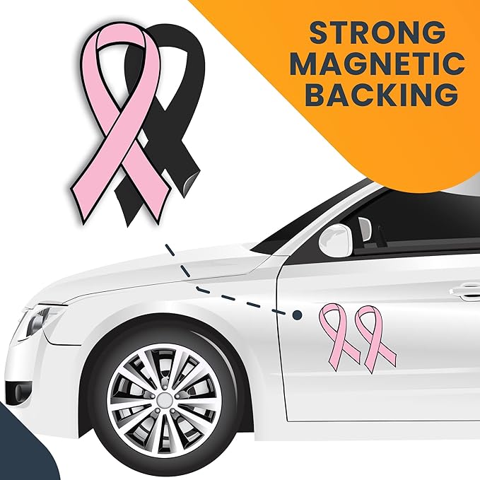 Magnet Me Up: Support Breast Cancer Awareness Pink Ribbon Magnet Decal - 2 Pack, 3.5x7 Inches, Heavy-Duty Automotive Magnets for Car, Truck, SUV - Raise Awareness and Show Support with This Magnet