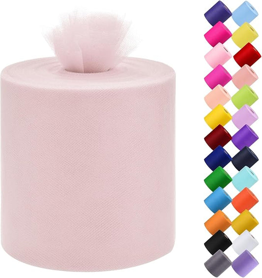 Tulle Fabric Roll, 6” by 200 Yards (600FT) Tulle Organza Fabric Spool for DIY Tutu Skirt Baby Shower Decor Wedding Backdrop Crafts Birthday Party Supplies(Aqua Pink)