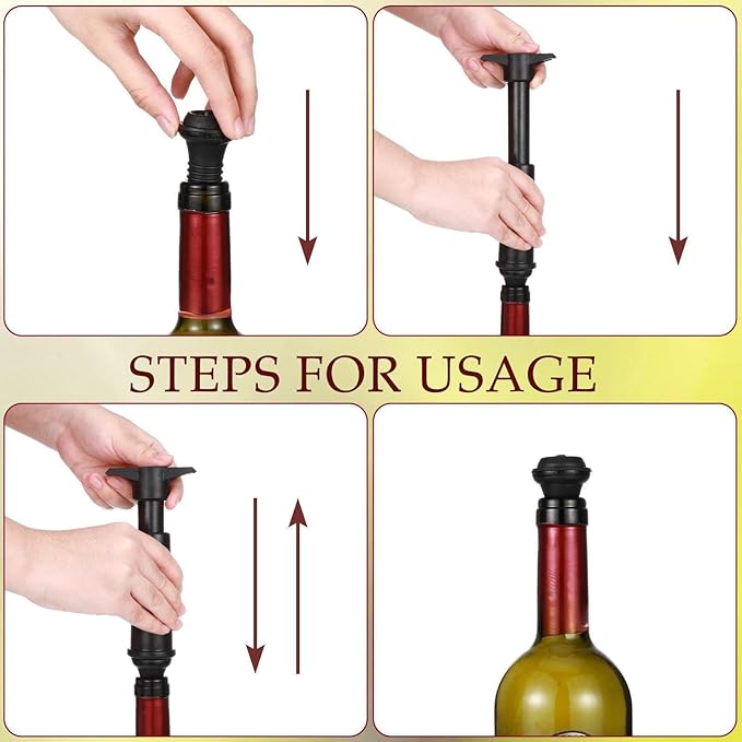 18 Pieces Wine Saver Pump with Vacuum Reusable Preserver Practical Wine Keeper Bottle Sealer Keep Fresh for Kitchen Office Home Adult Party Favor Supplies(Black)