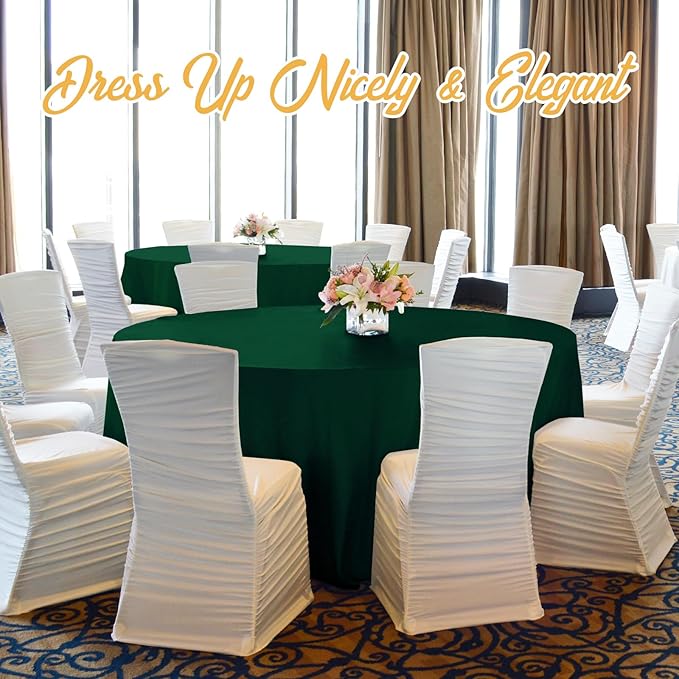 BRILLMAX 8 Pack Hunter Green Round Tablecloths 90 Inch - Circle Bulk Linen Polyester Fabric Washable Table Cloth Cover for Wedding Reception Banquet Birthday Party Buffet Restaurant