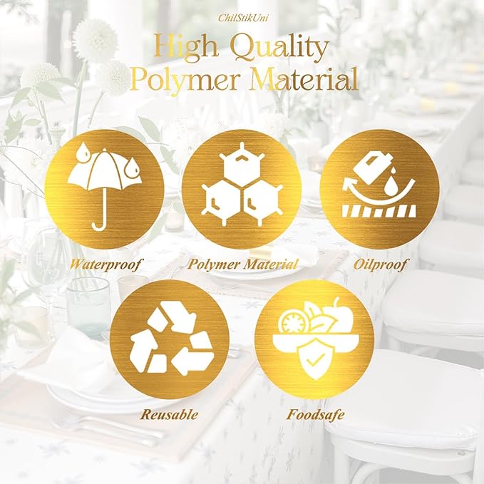 Polymer Material Reusable Napkin Band, Glue-Free Tear-Proof Water Resistant Oil-Proof Napkin Bands Set of 100(Front Brushed Gold Color and Back Silver), 6 Adjustable Sizes Napkin Rings