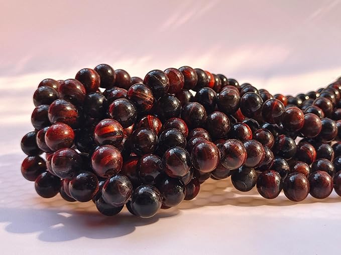 Stone Beads 6mm 140pcs Red Tiger Eye Beads Round Loose Gemstones Beads for Bracelet Necklace Jewelry Making (6mm, 60615 Red Tiger Eye)