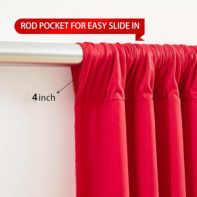 30ft x 15ft Red Wrinkle Free Backdrop Curtains for Parties,Silky Polyester Fabric Wedding Ceiling Drapes, 6 Panels 15ft Photo Back Drop Drapes for Baby Shower Photography Stage Background Cloth
