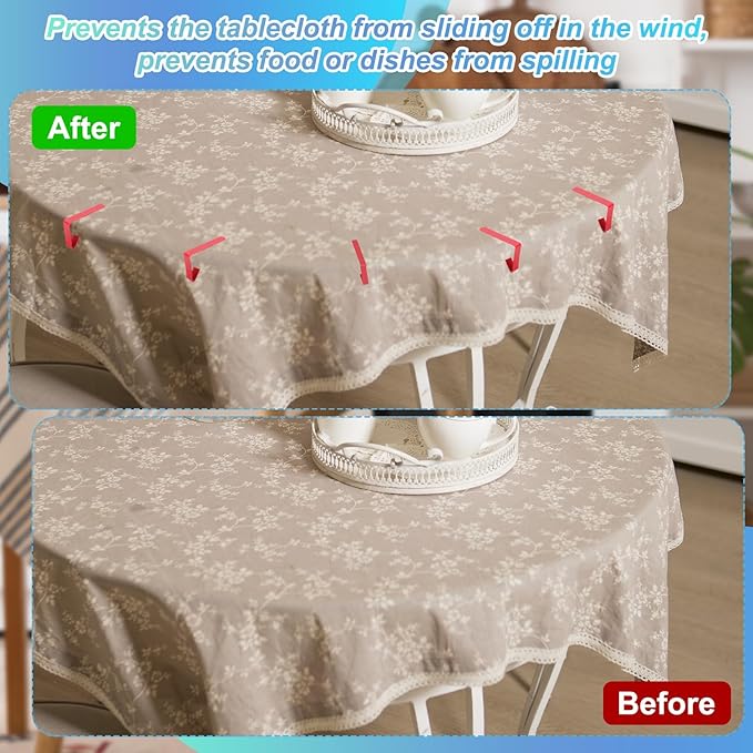 uxcell 4 Pack Tablecloth Clips, Stainless Steel Table Cloth Cover Clamps, 2.56" x 2.68" Windproof Holder Clips for Home Party Picnic Wedding Camping Dining Tables, Purple