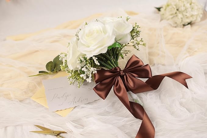 Dark Brown Satin Ribbon 1-1/2 inch X Continuous 100 Yards, Single Face Polyester Ribbon Perfect for Gift Wrapping, Flower Bouquet, Wedding Decor, Crafts, Bow Making, Sewing and More