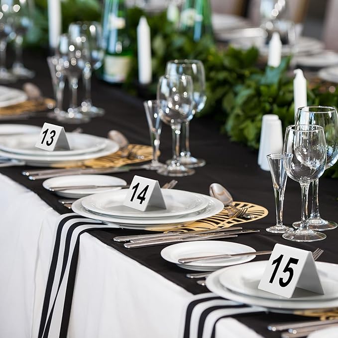 Tuanse Table Numbers 1-25 Acrylic Double Side Numbered Table Tents Plastic Restaurant Wedding Numbers Cards Signs for Party Banquets Wedding Reception(White, Black)