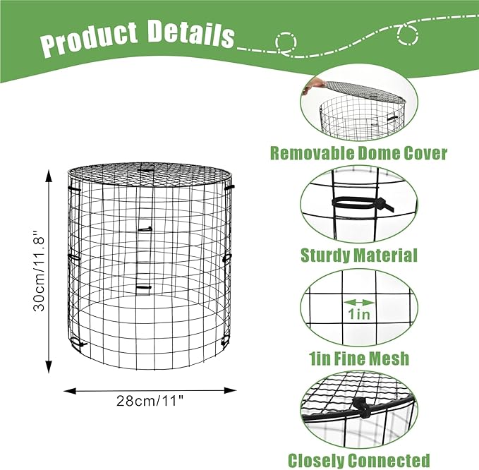 5 Packs Garden Plant Protectors from Animals,Metal Plant Cage Chicken Wire Cloche with Ground Stakes and Nylon Tie,Garden Plant Protectors for Flower Vegetable to Keep Animals Out-11.8"x 12.6"