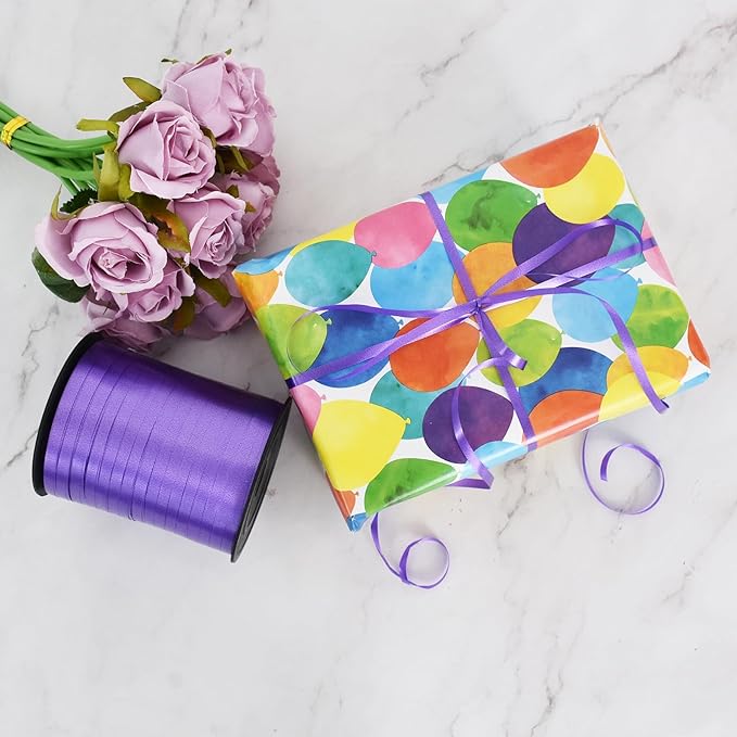 TONIFUL 500 Yards Curling Ribbon-Balloon Ribbon-Balloon String for Art&Craft Decor,Gift Wrapping,Ribbons and Bows for Christmas New Year Birthday Gifts Graduation Supplies (Deep Purple)