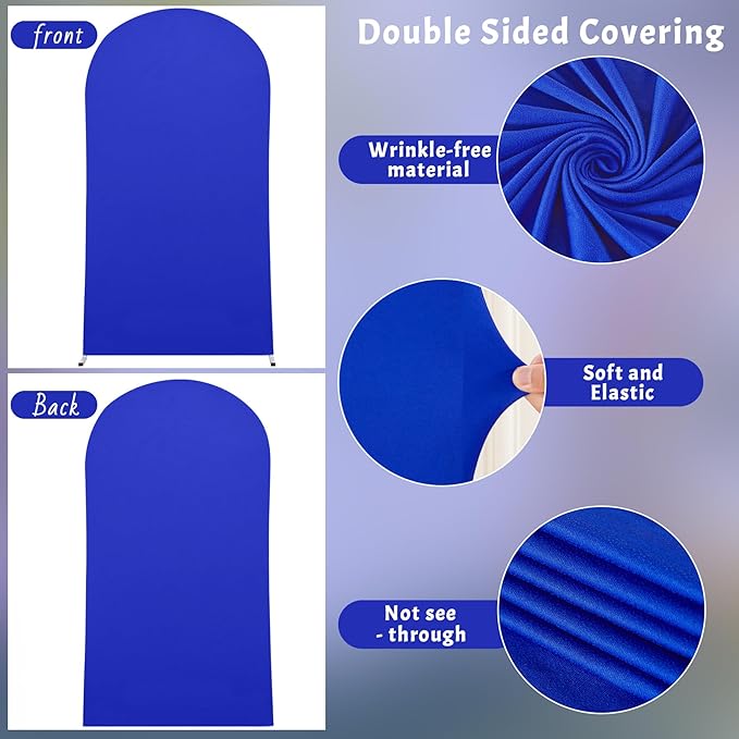 6FT Royal Blue Arch Backdrop Cover - Spandex Fitted Wedding Arch Stand Covers Round Top Chiara Arch Backdrop Cover for Birthday Party Banquet Photo Background Decoration