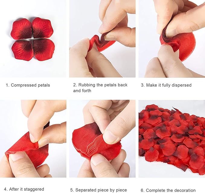 Ouddy Decor 3000 Pcs Rose Petals Artificial Flowers for Valentine's Wedding Decor Romantic Night Bridal Party Home Decorations, Red