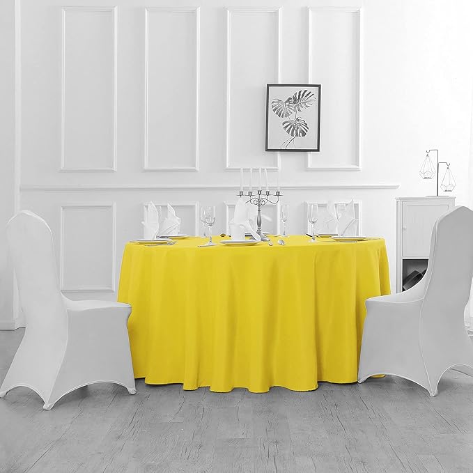 70 inch Round Tablecloth Washable Polyester Table Cloth Decorative Table Cover for Wedding Party Dining Banquet（70 inch,Yellow）