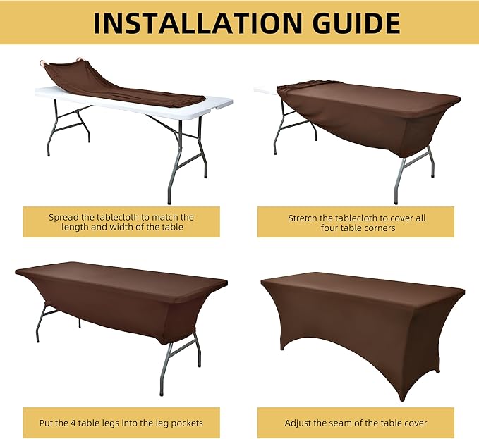 10-Pack 6ft Spandex Table Covers for Rectangle Standard Folding Tables - Wrinkle Resistant Stretch Tablecloths - Ultimate Fitted Table Protector for Parties, Banquet, Wedding