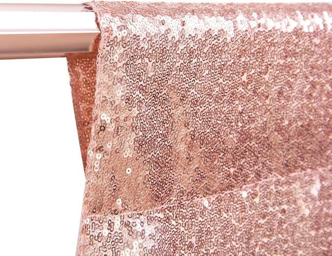 SquarePie Sequin Backdrop Curtain Not See Through Background for Wedding Party 7FT x 7FT Rose Gold