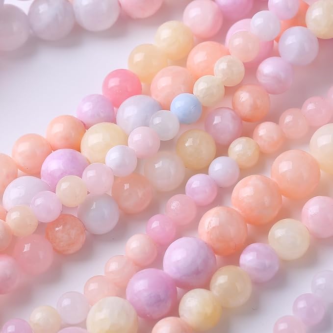 Colorful Rice Topaz Stone Beads Gemstone Round Crystal Energy Jade Beads Stone Beads for Jewelry Making DIY Bracelet Necklace Jewelry Making 1 Strand 15.5inch 35PCS 10MM