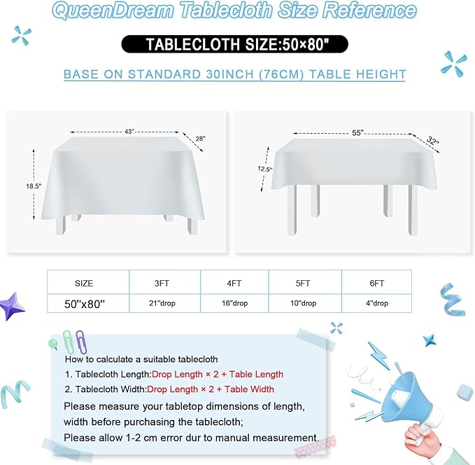 QueenDream Sequin Tablecloth Silver Rectangle Table Cloth - 50x80 Inch Glitter Fabric Overlay for Birthday Wedding Party