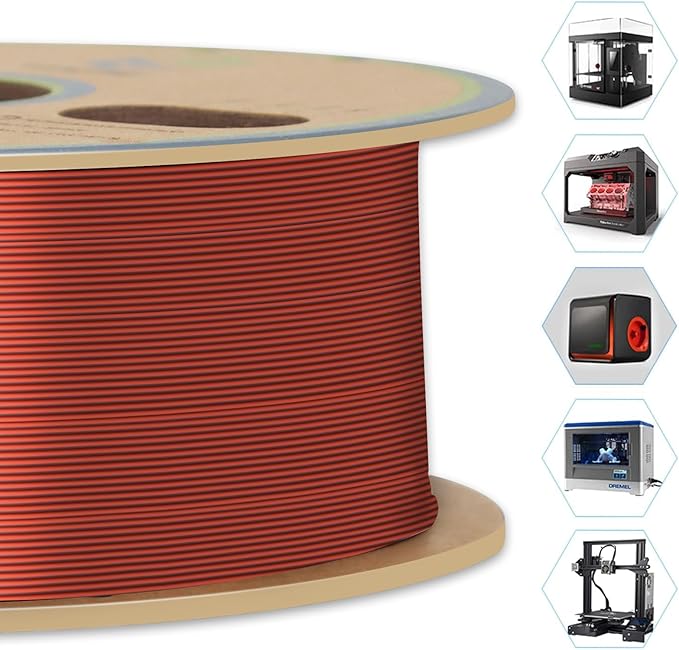 YOUSU Silk Dual Color PLA Filament, Coextrusion Filament, Multicolor 3D Printer Filament 1kg, Compatible with Most of 3D Printer, Silk Silver Copper Color Change Filament.