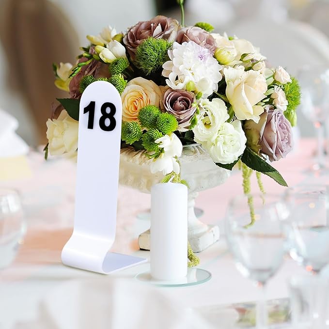 Tuanse 1-30 Table Order Numbers Restaurant Double Sided Acrylic Reception Number Stands Signs for Wedding Restaurant Seating Cafes Party Banquet(White)