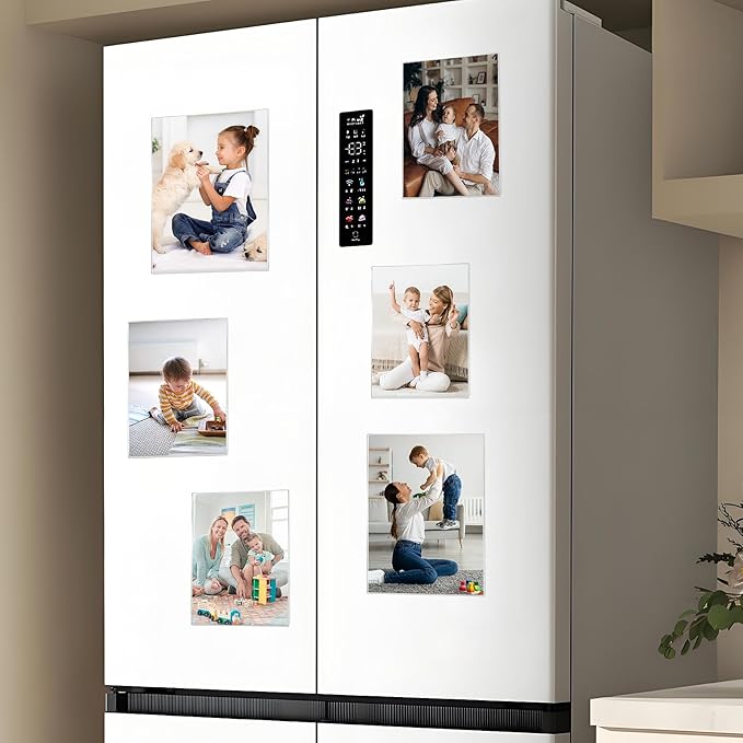 Magnetic Picture Frames for Refrigerator 8x10 Inch, Magnetic Photo Holders for Fridge, 6 Pack Acrylic Magnetic Picture Frame for Displaying Frames,Children Artworks