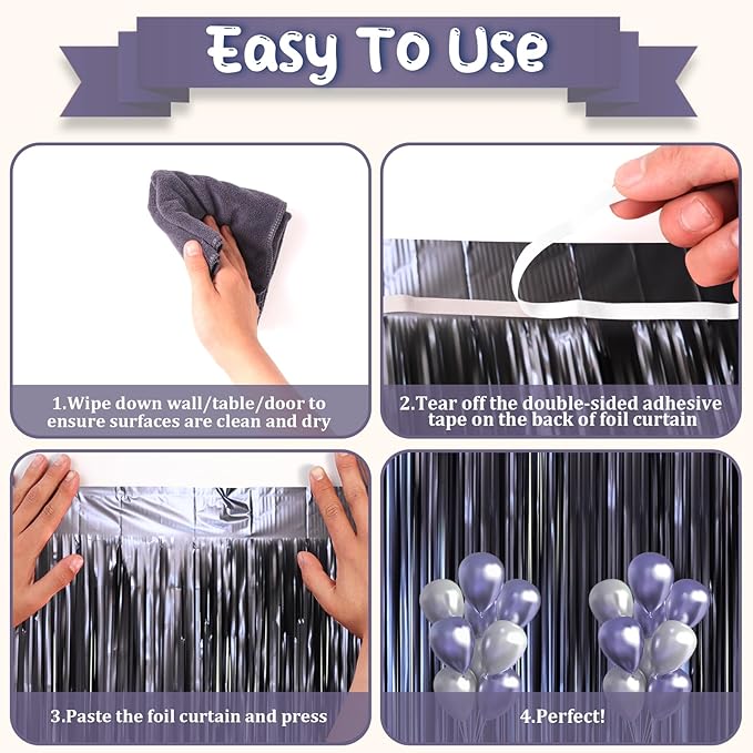 3 Pack 3.3 x 8.2 ft Matte Blue Foil Fringe Curtains, Dark Blue Tinsel Streamers Batman Party Decorations, Fringe Backdrop, Door Shimmer for Graduation, Birthday Backdrop for Men or Boy