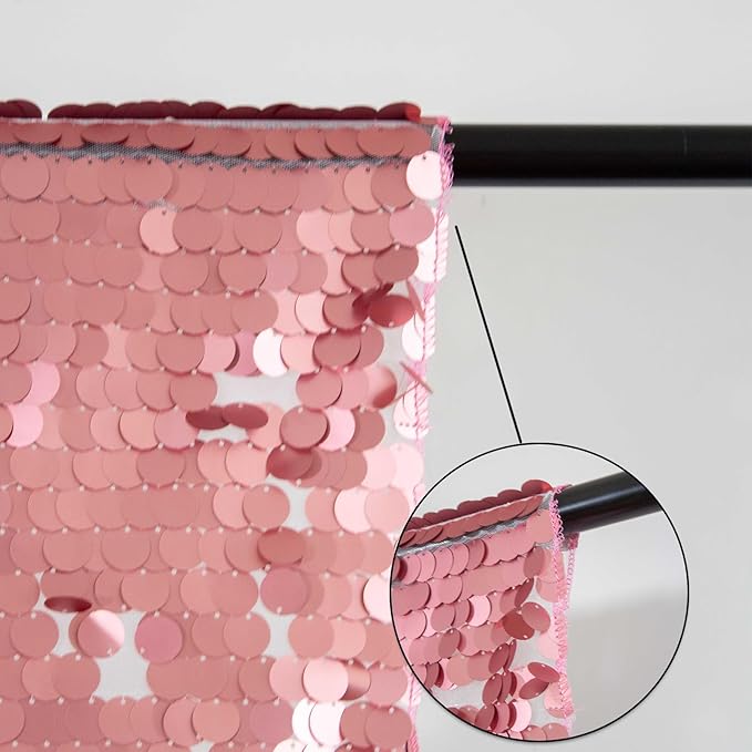 JYFLZQ Pink Payette Sequin Backdrop Big Sequin Backdrop Curtain for Parties 8.5 x 8.5 ft