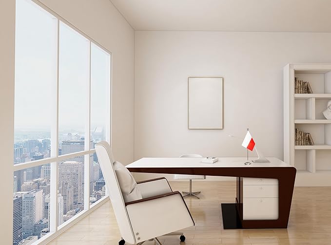 Poland Polish Deluxe Desk Flag Set Small Mini Miniature Poland Polish Table Desktop Flags,Festival Events Celebration,Office Decoration-2 Pack