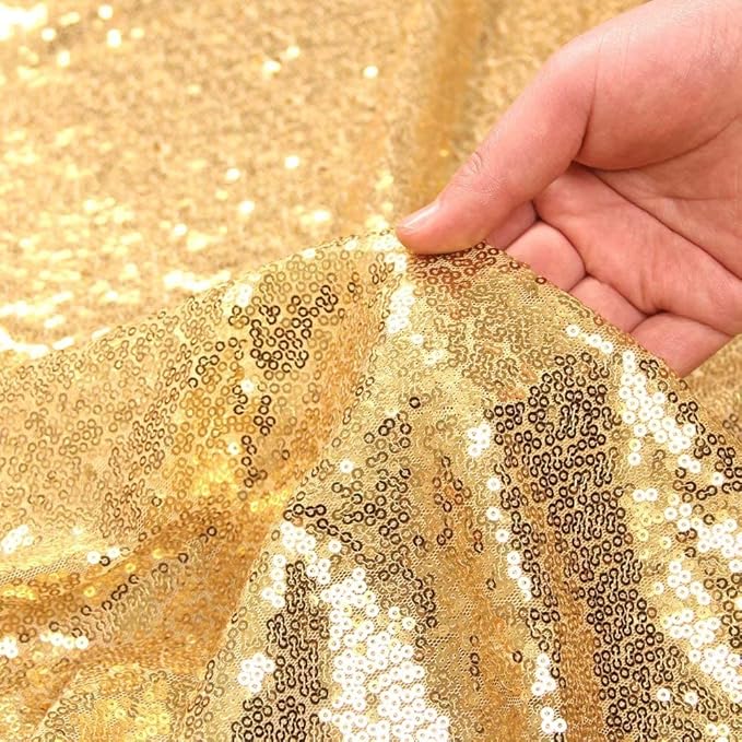 Juya Delight 10ft x 10ft New Gold Sequin Photography Backdrop Curtain for Wedding Party Decoration Festival Ceremony