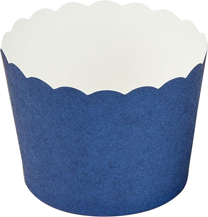 Panificio 3 Ounce Cupcake Wrappers, 200 Scalloped Baking Cups - Oven-Ready, Greaseproof, Midnight Blue Paper Cupcake Liners, Disposable, For Birthdays, Baby Showers, Or Weddings - Restaurantware