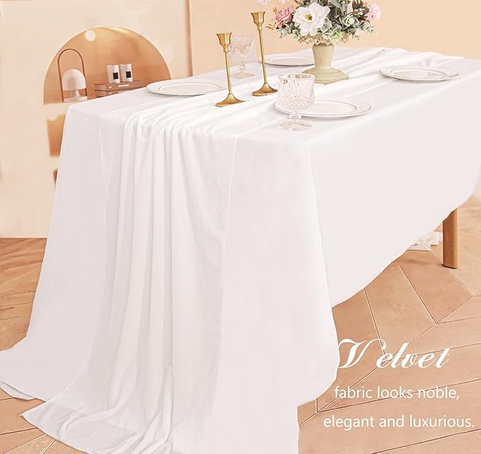 Velvet Table Runner 20 x 120 Inches 10ft Luxurious Thick Soft Velvet Christmas Thanksgiving Wedding Reception Table Runner for Party Reception Decorations(Ivory, 6 Pack)