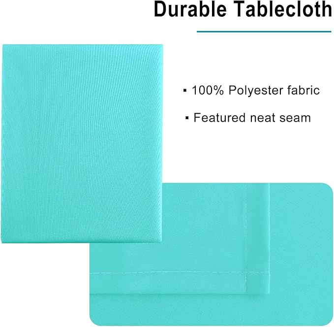 Hiasan Rectangle Tablecloth - Waterproof Spillproof and Wrinkle Resistant Washable Polyester Table Cloth for Dining Party, 52 x 70 inch, Aqua