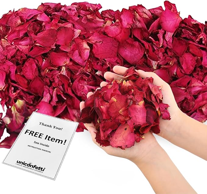 Dried Flower Red Rose Biodegradable Confetti - Real Flower Petals for Weddings, Flower Girl Toss, Wedding Send Off Ideas, Party Table Decoration | Boxed - 8oz (0.5lbs)