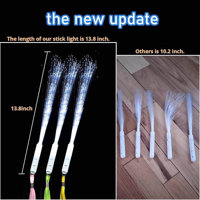 100Pcs White Fiber Optic Wands,3 Models Wedding Sparklers,Glow Sticks Light up Sticks Led Light Wands Fit Wedding Bridal Shower Birthday New Years Eve Party Supplies 2025