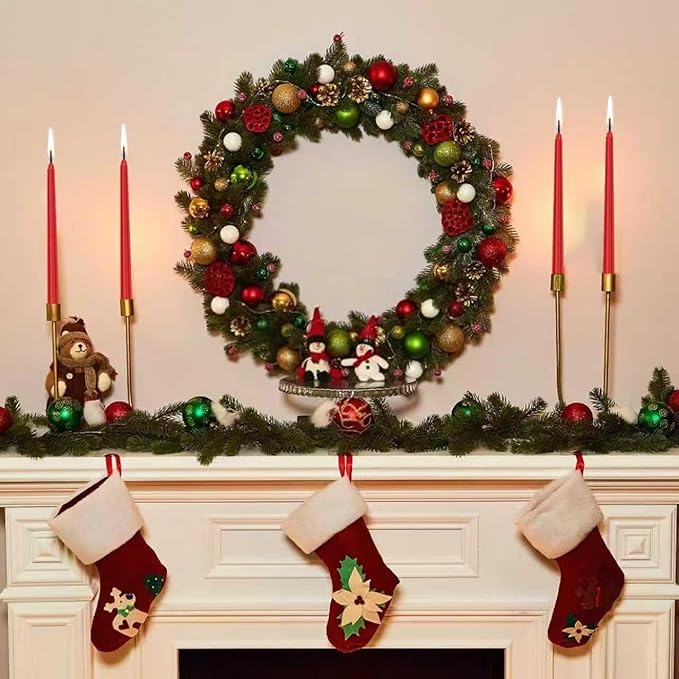 14 Pack Tall Red Taper Candles - 10 Inch Red Dripless, Unscented Dinner Candle - Paraffin Wax with Cotton Wicks - 8 Hour Burn Time.