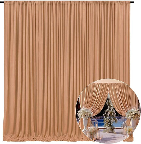 10 x 7 Feet Khaki Backdrop Curtain for Partie, Background Curtains for Photoshoot, Birthday, Wedding, Halloween, Thanksgiving, Christmas Day, New Year Party Decorations 5Ft x 7Ft, 2 Panels
