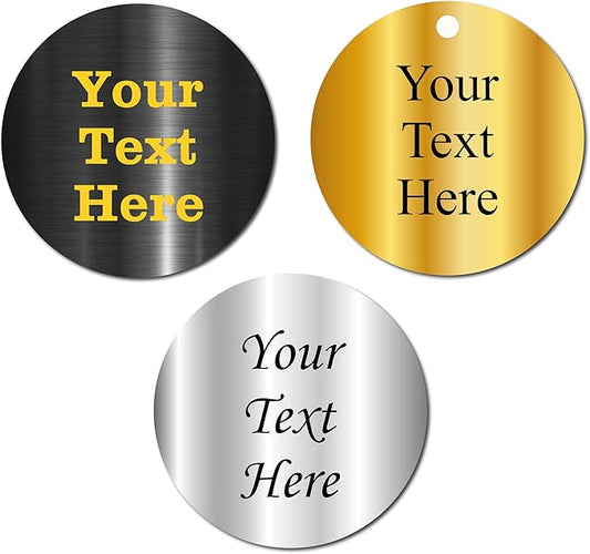 Engraved Round Metal tag, Custom Engraved Circle Plate, Personalized Aluminum disc, Etched Metal disk, Customized Round Steel plaque