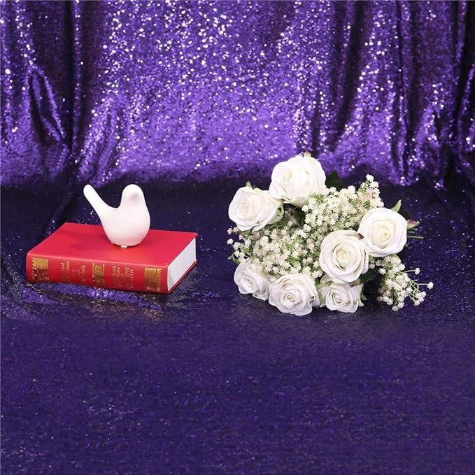 Eternal Beauty Purple Sequin Backdrop, 6x6 Ft Halloween Glitter Background Curtains for Shimmer Photography Party Wedding Birthday Back Drop Decor