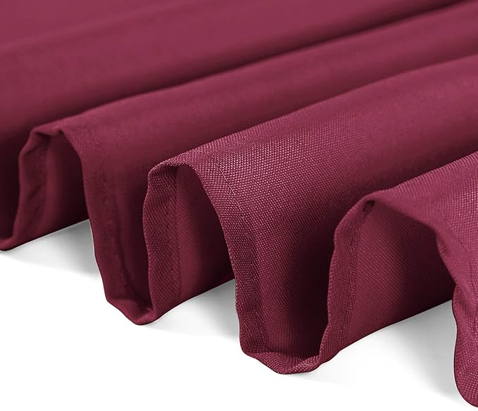 132 inch Round Tablecloth Washable Polyester Table Cloth Decorative Table Cover for Wedding Party Dining Banquet（132 inch,Burgundy）