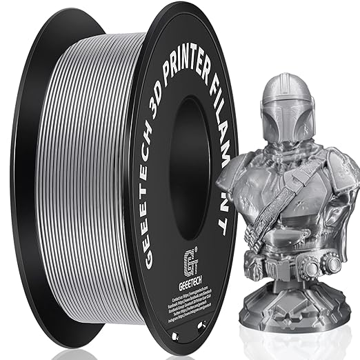 Geeetech Silver Filament, PLA Filament 1.75mm 1kg Spool (2.2lbs), Dimensional Accuracy +/- 0.02 mm, 3D Printing Filament Fit Most FDM Printer, New Silver