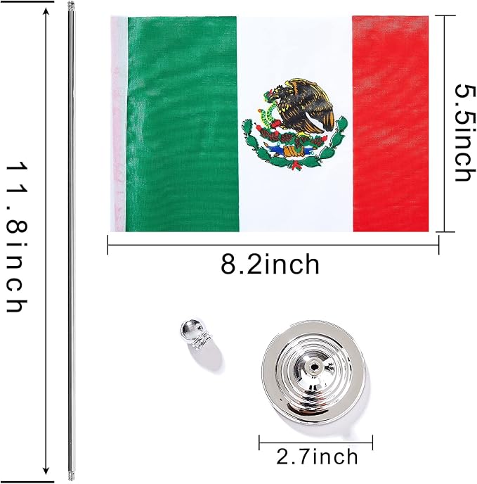 ZXvZYT 2 Pack Mexico flag Mexican Table Flag Small Mini Mexican Desk Flags With Stand Base,International Festival Events Celebration Decorate,Home office Decorations