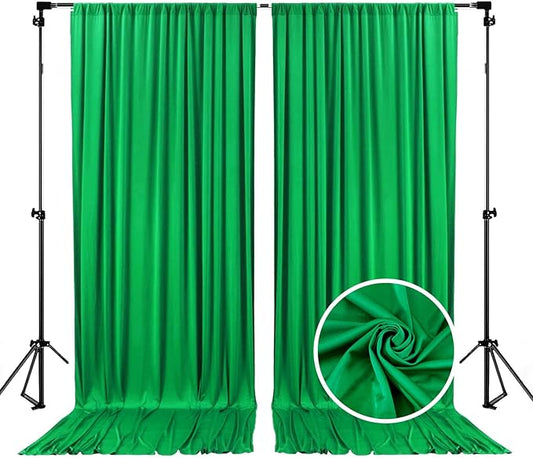 10 x 7 Feet Grass Green Backdrop Curtain for Partie, Background Curtains for Photoshoot, Birthday, Wedding, Halloween, Thanksgiving, Christmas, New Year Party Decorations 5Ft x 7Ft, 2 Panels
