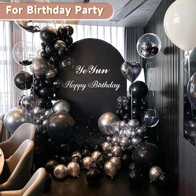 Hemmotop 7.2 ft Black Arch Backdrop Cover (No Arch Stand), Double-Sided Spandex Arch Covers Stretchy Backdrop for Party, Wedding, Birthday, Baby Shower, Reusable for Balloon Arches