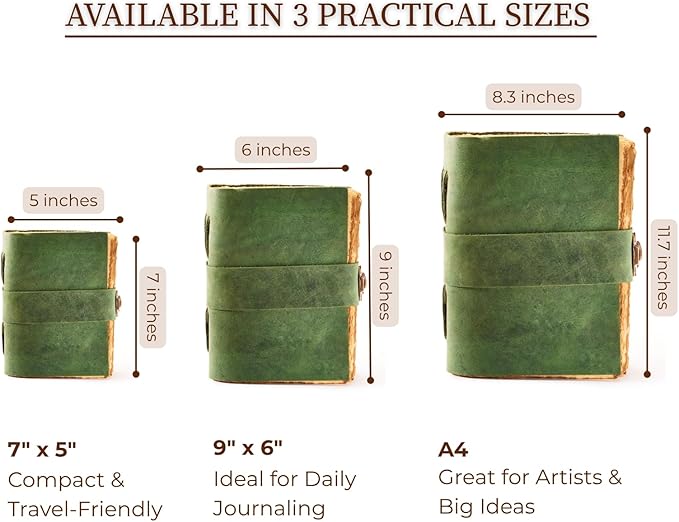 NomadCraftsCo. Vintage Leather Journal - Lock Closure, Book of Shadows Journal, Grimoire Journal, Witch Journal, Vintage Journal 240 pages Antique Deckle Edge Paper