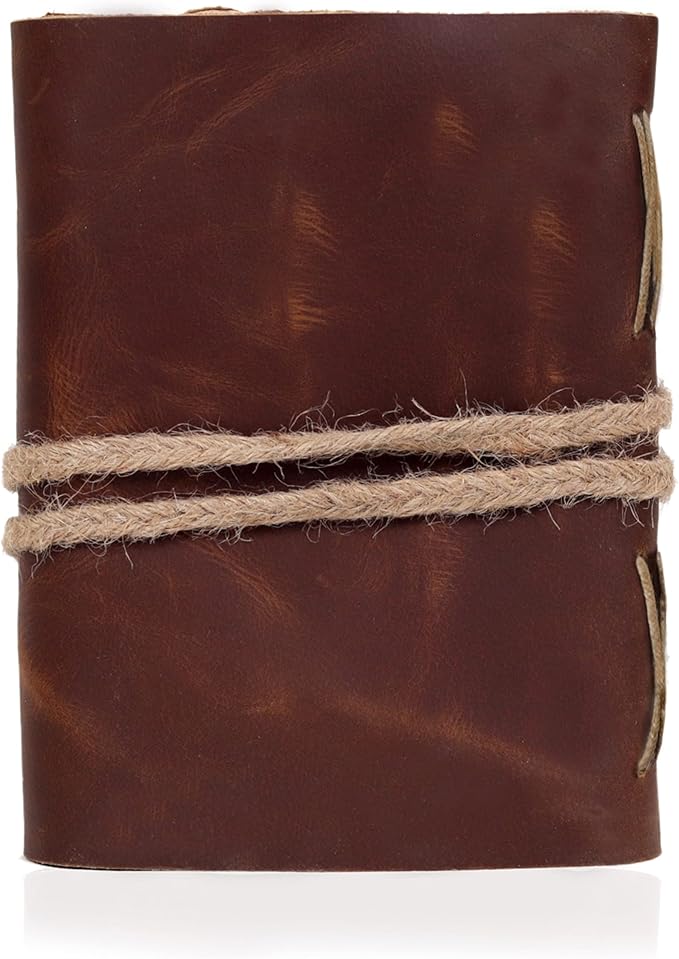 cuero C Vintage Leather Journal - Handmade Leather Bound journal with deckle edge paper for Men And Women Diary Notebook - Leather Sketchbook (7 inch)