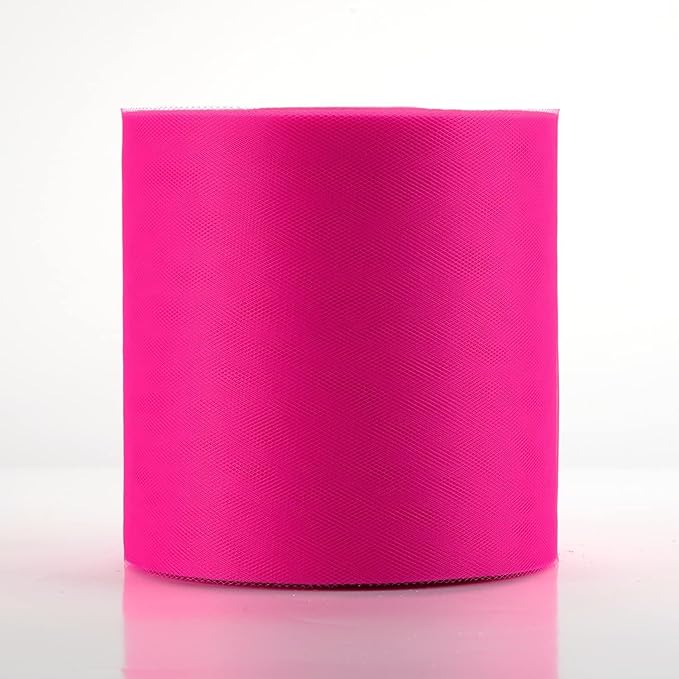 Tulle Fabric Roll, 6” by 200 Yards (600FT) Tulle Organza Fabric Spool for DIY Tutu Skirt Baby Shower Decor Wedding Backdrop Crafts Birthday Party Supplies (Dark Pink)