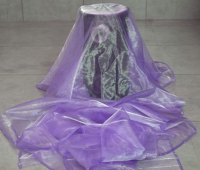 VDS Lavender Organza Fabric, 35 Yards Continuous, 45” Wide, Wedding Party Decoration Iridescent Crystal Sheer Shiny Organza Tulle Bridal Dress DIY Crafts Costume Sewing Backdrop Arch Cloth
