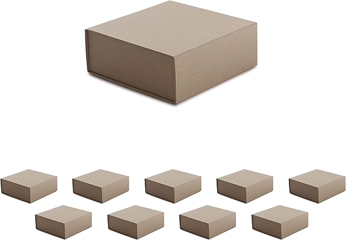 CECOBOX - Gift Boxes with Lids for Presents 6"x6"x2.75" - Matte, Collapsible Magnetic Closure Gift Box - Groomsmen & Bridesmaid Proposal Boxes, Wedding, PR, Birthdays, Holidays (Kraft)