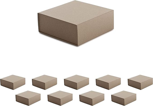 CECOBOX - Gift Boxes with Lids for Presents 6"x6"x2.75" - Matte, Collapsible Magnetic Closure Gift Box - Groomsmen & Bridesmaid Proposal Boxes, Wedding, PR, Birthdays, Holidays (Kraft)