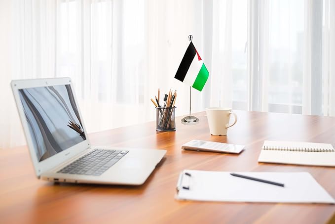 Palestine Palestinian Deluxe Desk Flag Set Small Mini Miniature Palestine Palestinian Table Desktop Flags,Festival Events Celebration,Office Decoration-2 Pack