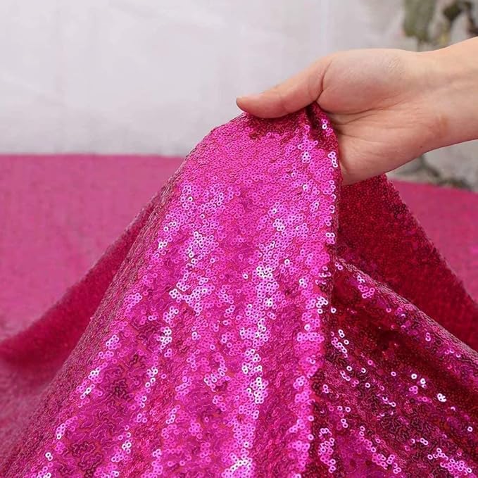 Fuchsia Sequin Backdrop Hot Pink 4FTx8FT 2 Panels Sparkly Background Drapes for Party Birthday Wedding Decor